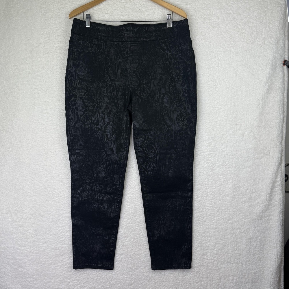 Chico's Jegging Pants Womens 2 12 Black Skinny Animal Print Stretch Pull-On